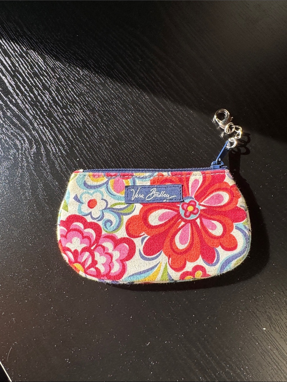 Vera Bradley Floral Zip Coin Pouch in Red, Pink, Blue